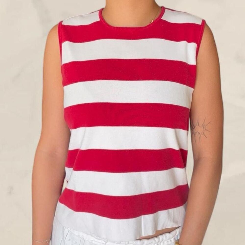 Ralph Lauren Sport red striped cotton tank top Size M